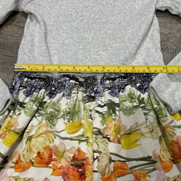 Molo Kids Dress - Gray with Multicolor Floral Skirt - Picture 4 of 5